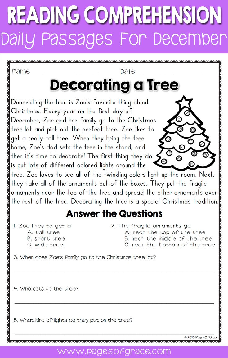 Free Printable Christmas Stories With Comprehension Questions 