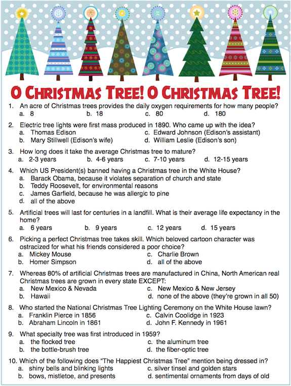 Christmas Tree Trivia Party Game Plus Lots More Free Printable Games 