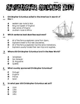 Christopher Columbus Quiz Social Studies Notebook Christopher 