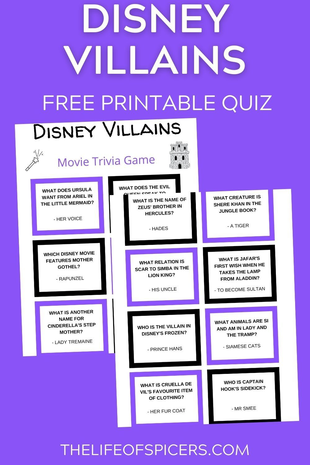 Disney Villains Trivia Quiz FREE PRINTABLE In 2021 Disney Quiz 