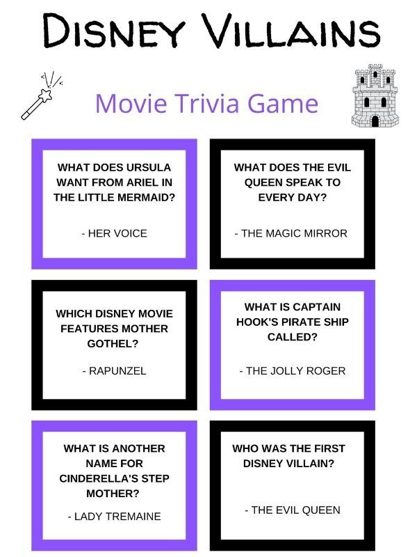 Disney Villain Trivia Questions And Answers Printable | Printable ...