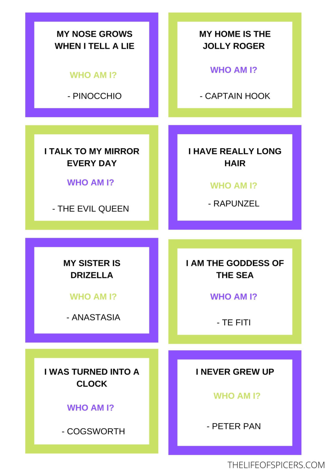 Disney Who Am I Quiz FREE PRINTABLE The Life Of Spicers