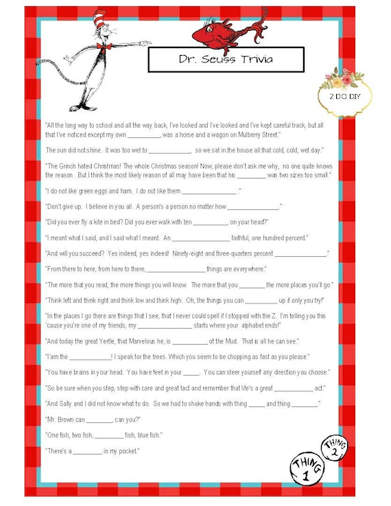 Dr Seuss Trivia Baby Shower Dr Seuss Baby Shower Theme By 2DoDIY