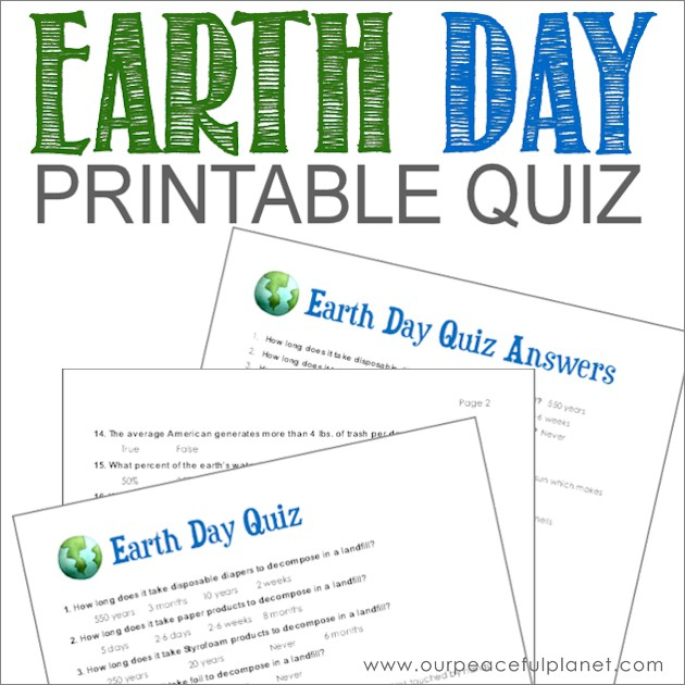 Earth Day Quiz Free Printable 