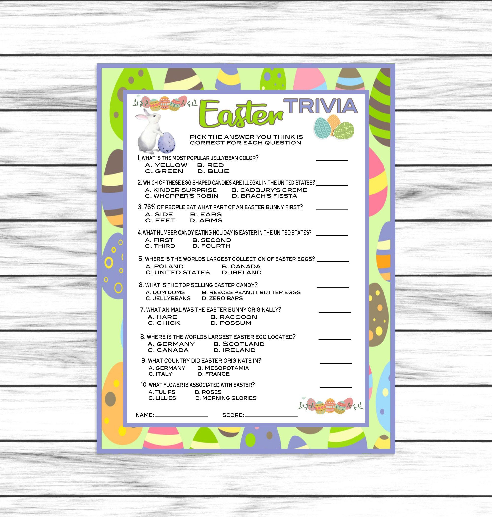 Easter Trivia Game Easter Game Trivia Game Easter Party Etsy In 2020 