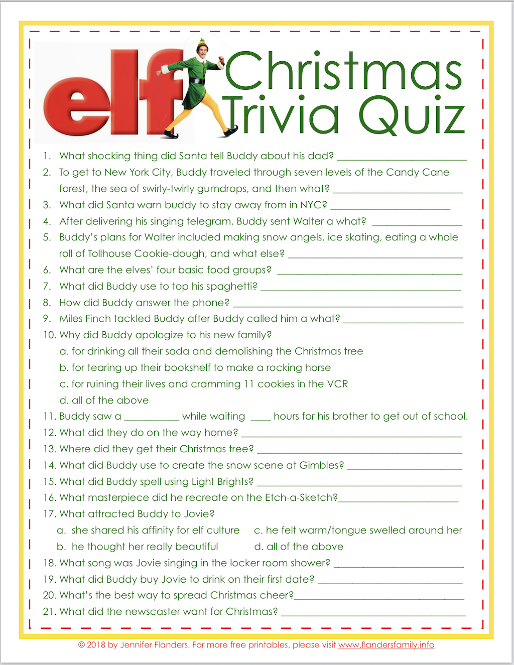 Elf Christmas Quiz Christmas Trivia Christmas Quiz Christmas Trivia 