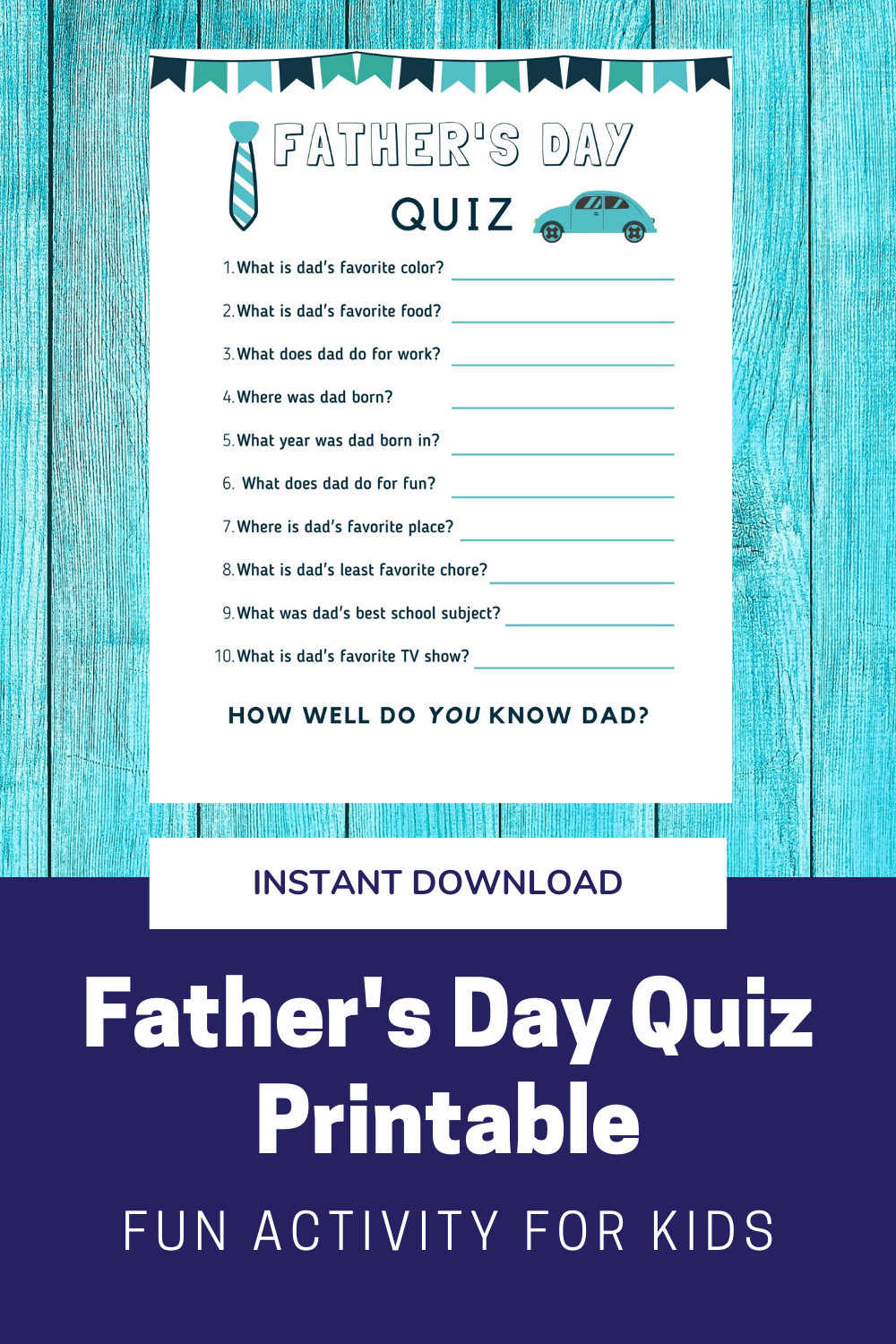Father 39 s Day Quiz For Kids Printable Father 39 s Day Etsy Printables 