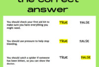 First Aid Printable Worksheet True False Quiz Questions And Answers
