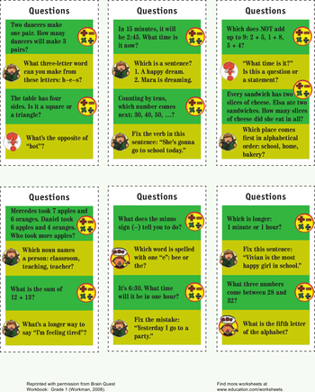 First Grade Trivia Worksheet Education Science Trivia 