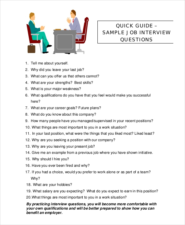 Printable Interview Questions Printable Questions And Answers