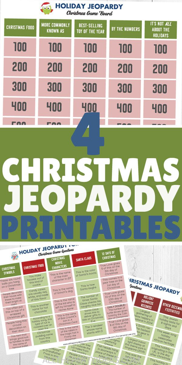Free Christmas Jeopardy Printable Game Board Questions And Answers