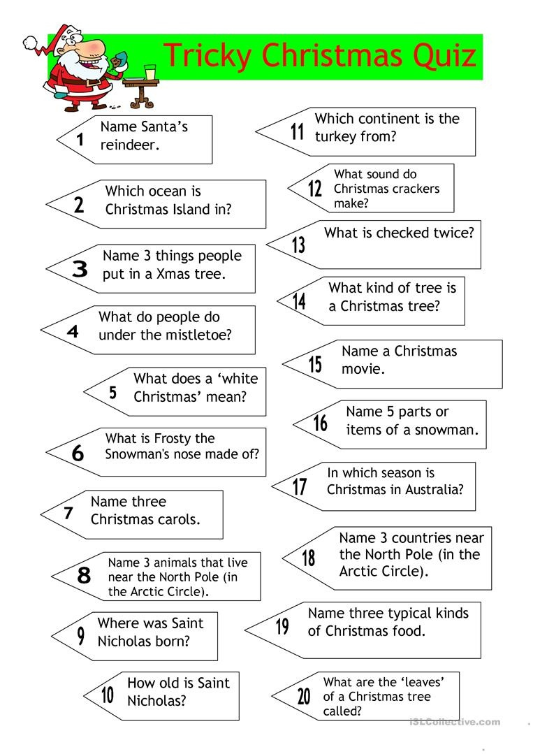 Free Printable Christmas Trivia Quiz Questions And Answers