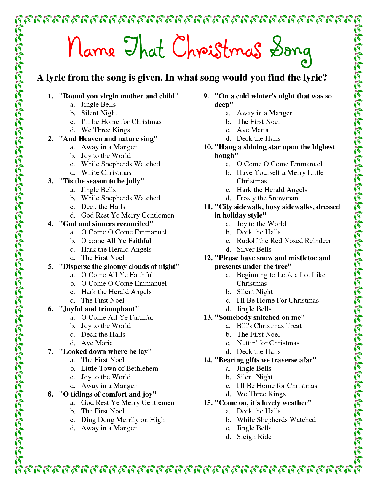 Free Christmas Trivia Game Lil 39 Luna Free Christmas Picture Quiz 
