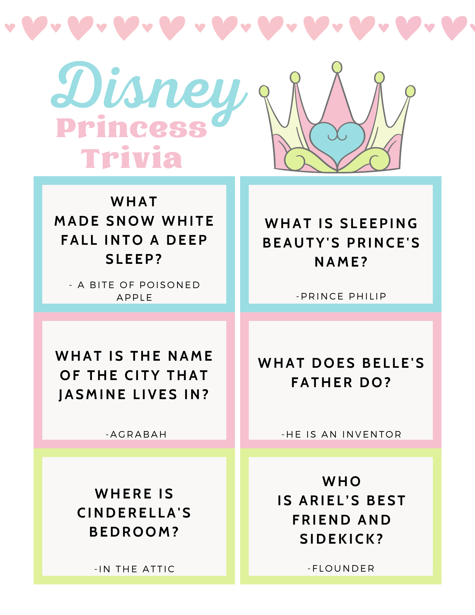 Disney Princess Trivia Questions And Answers Printable