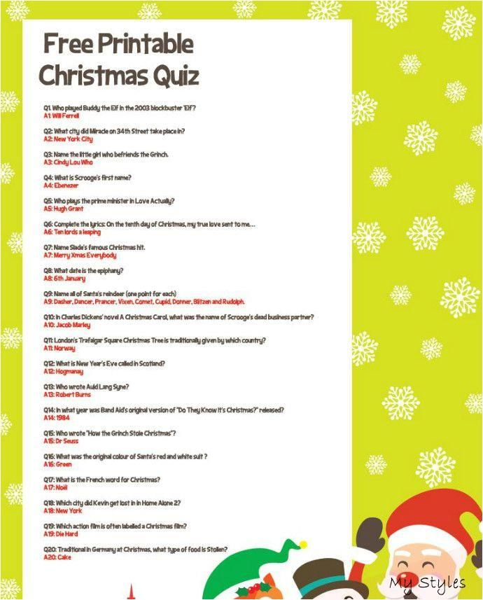 Free Printable Christmas Trivia Questions And Answers Printable Try