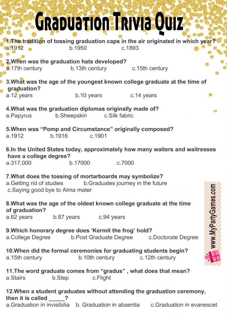 Free Printable Graduation Trivia Quiz In 2021 Trivia Quiz Graduation 