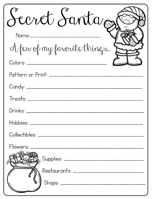 Free Printable Secret Santa Form FREE DOWNLOAD Secret Santa 