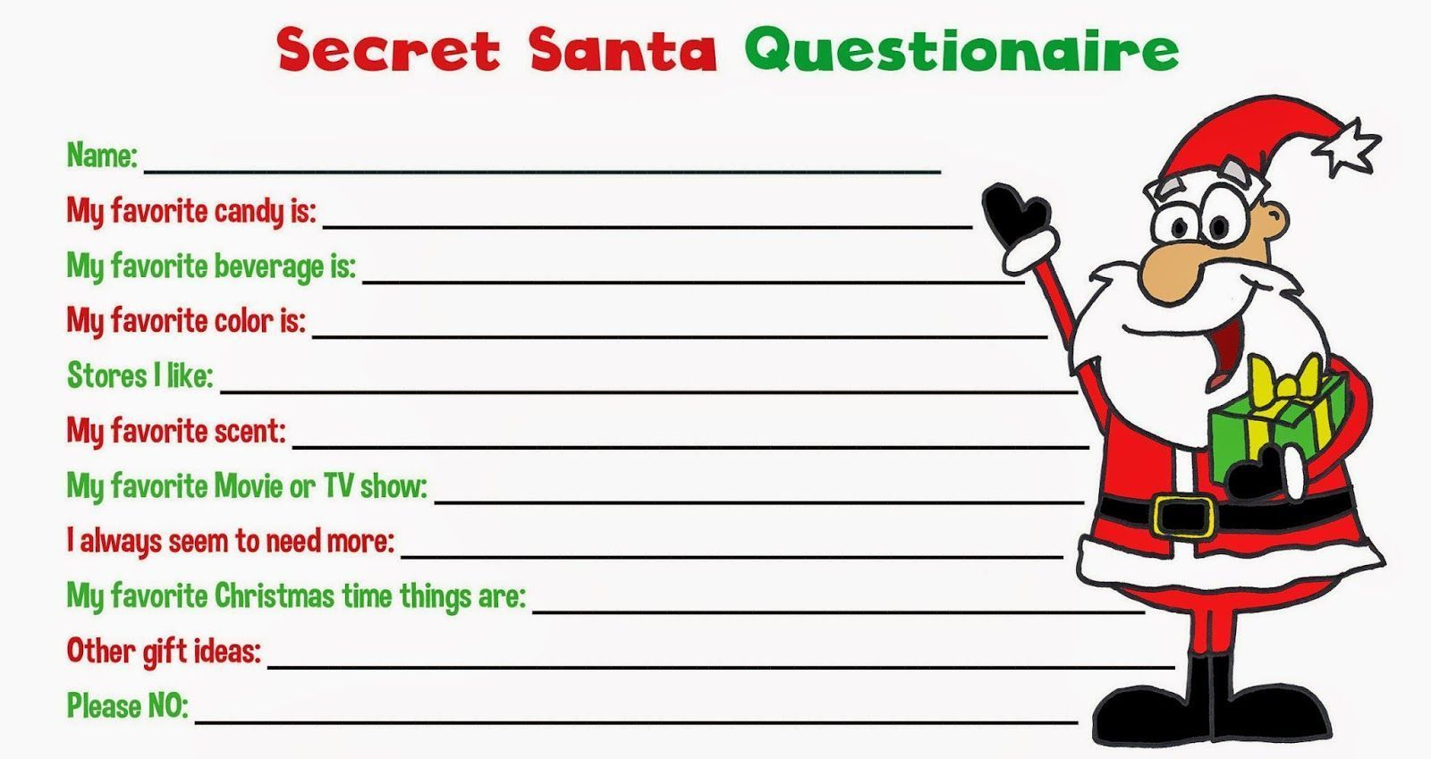 Free Printable Secret Santa Form FREE DOWNLOAD Secret Santa 