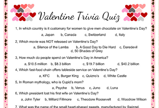 Valentine Trivia Questions For Seniors
