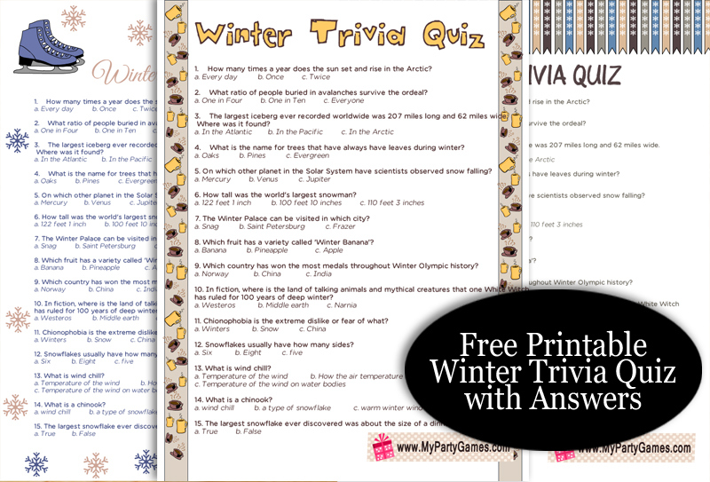 Free Printable Winter Trivia Quiz With Answers