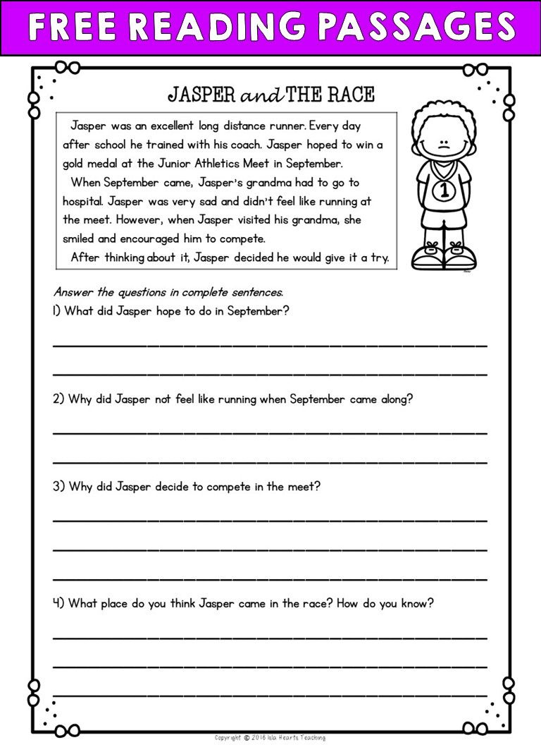Free Printable 2nd Grade Reading Passages With Questions