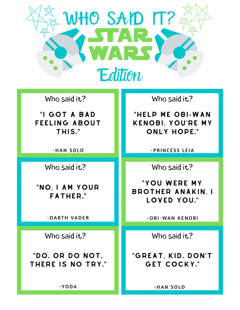 FREE Star Wars Trivia Game Printable Marcie And The Mouse
