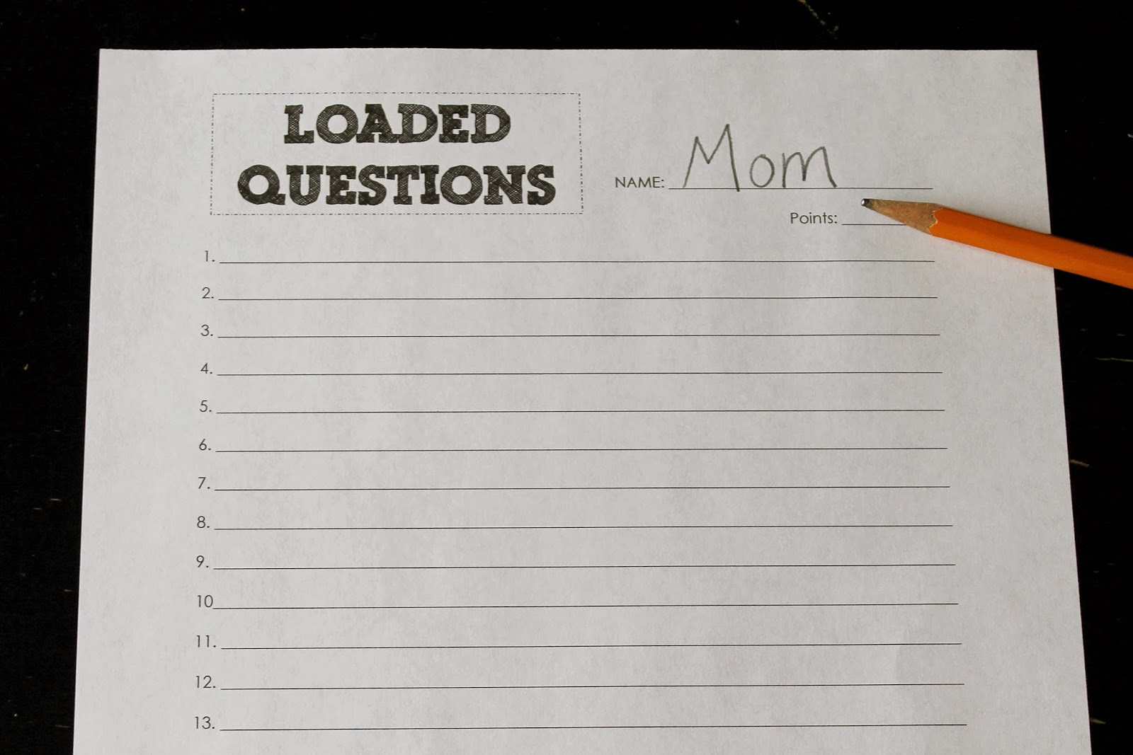 Freshly Completed Loaded Questions A FREE Printable Game
