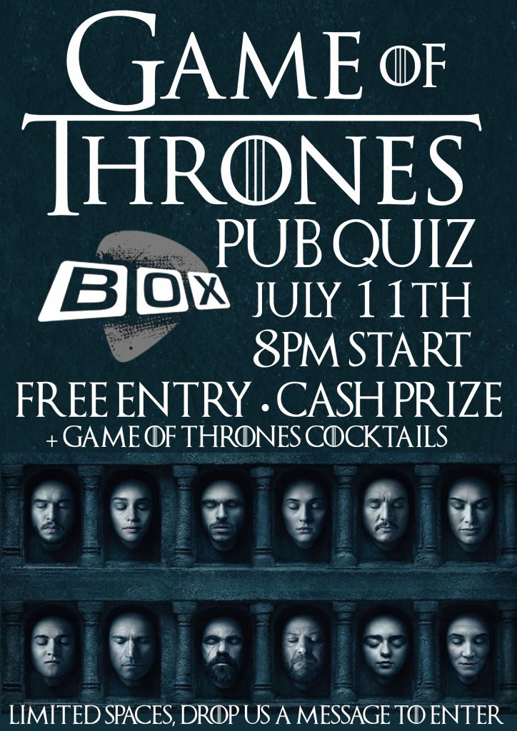 Game Of Thrones Quiz Box Glasgow