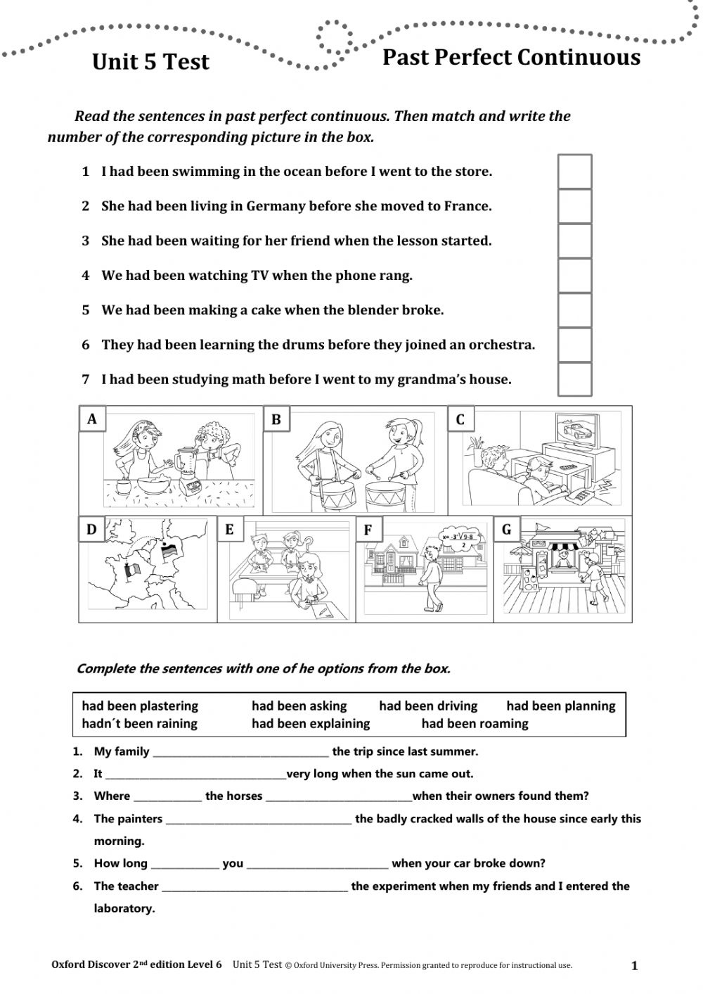 GRAMMAR QUIZ 6TH GRADE UNIT 5 Worksheet