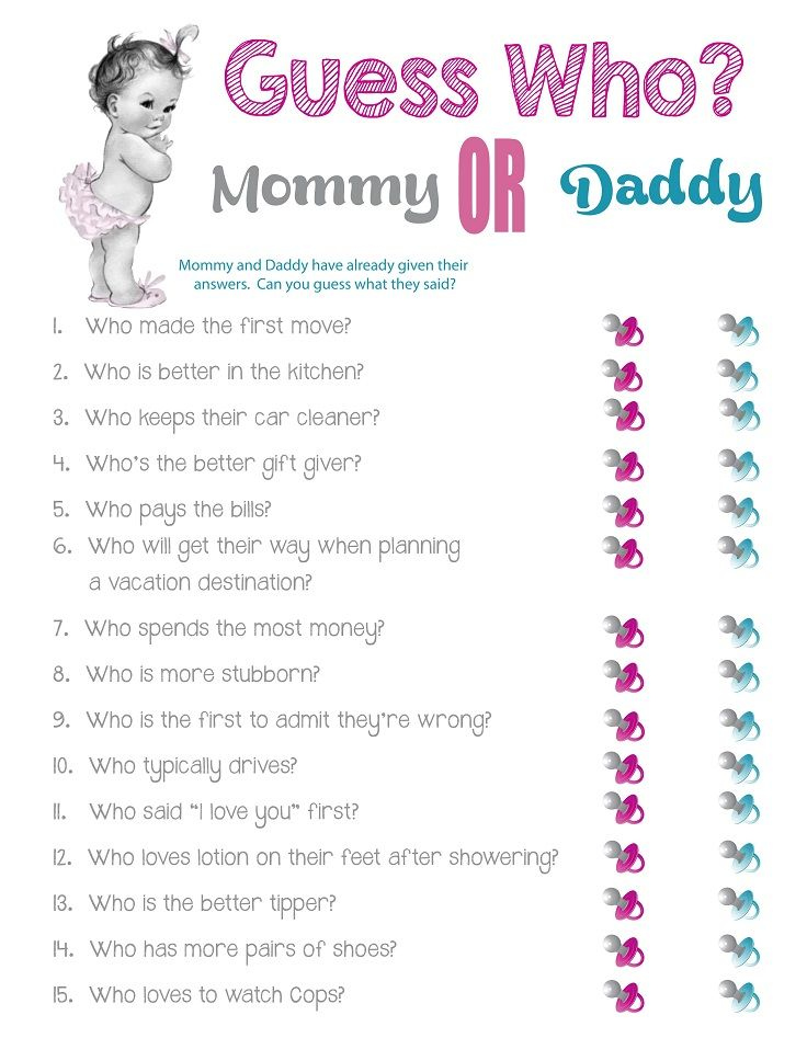 Guess Who Mommy Or Daddy Great Baby Shower Game Baby Shower Fun