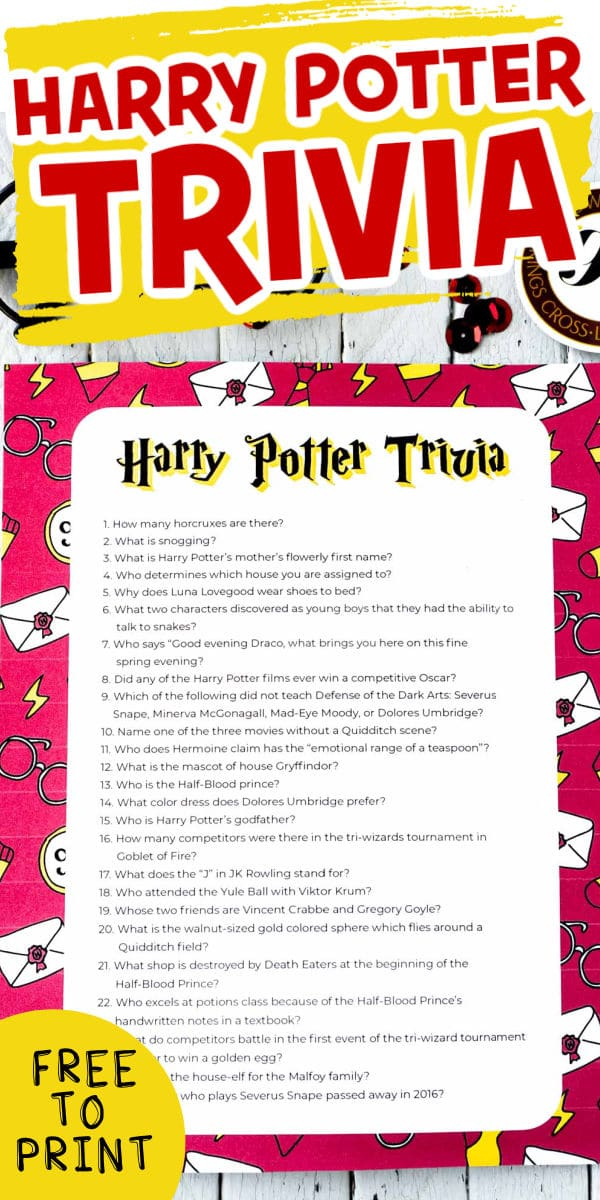 Harry Potter Trivia Questions For All Ages Free Printable Playfuns