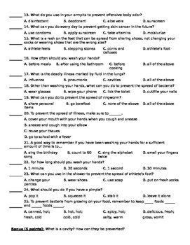 Health Hygiene Quiz By Learning ESL Through AP Subjects TpT