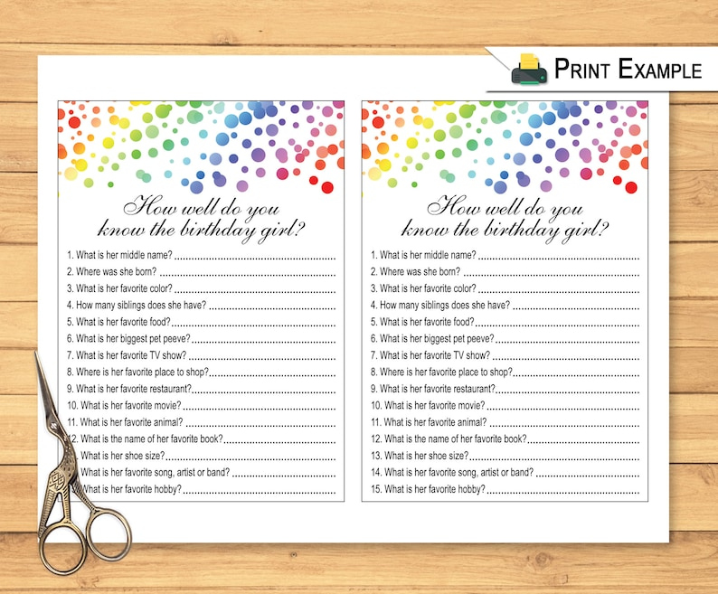 Birthday Trivia Questions Printable