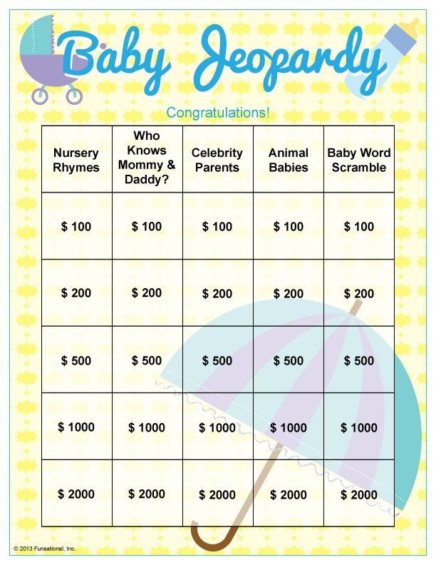 Image Result For Baby Jeopardy Game Questions And Answers Baby Shower 