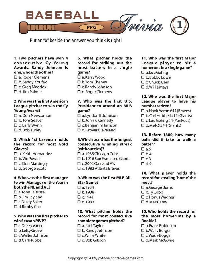 Easy Sports Trivia Questions Printable