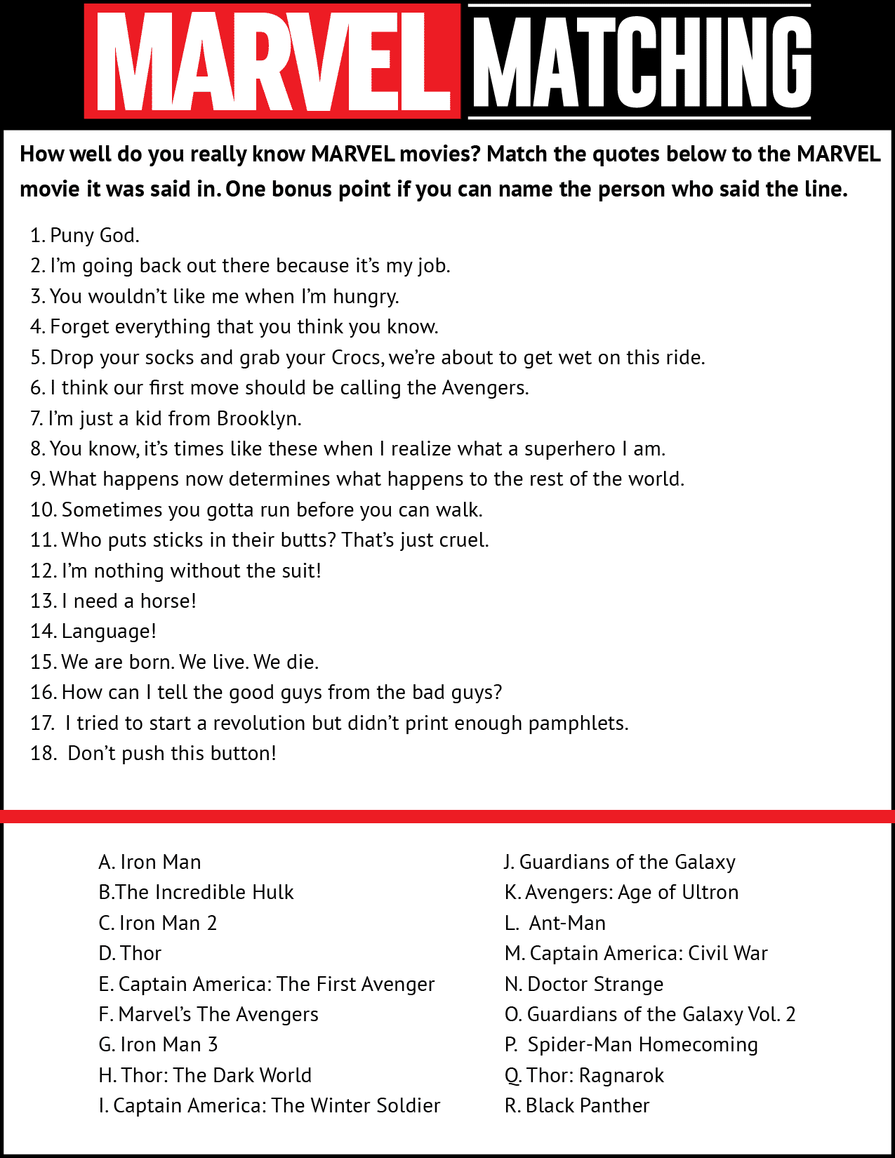 Avengers Trivia Questions And Answers Printable