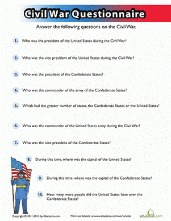 Middle School History Civics Government Worksheets Civil War Quiz 