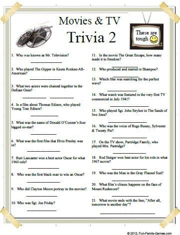 Movie Trivia Questions and Answers Trivia Questions And Answers Tv 
