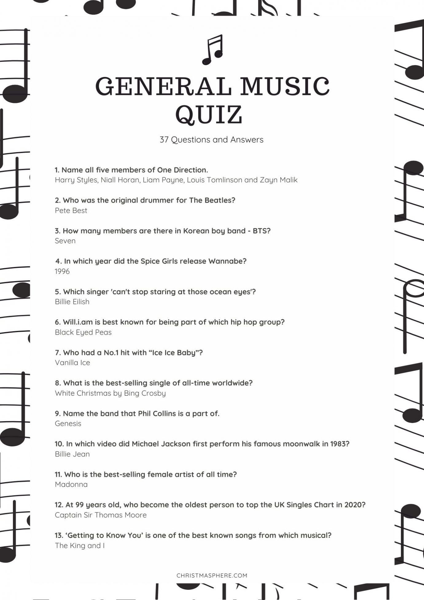 Music Trivia Quiz 37 Fun Questions And Answers For All Ages