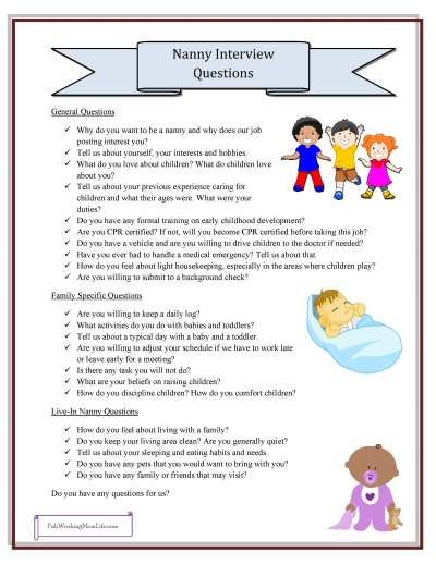 Nanny Interview Questions Grab Your Printable Checklist Nanny 