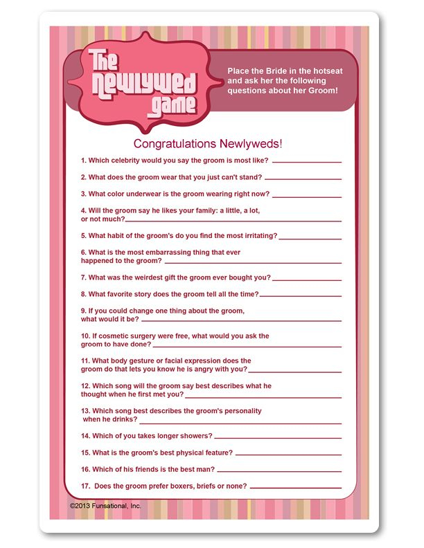 Free Printable Newlywed Game Questions
