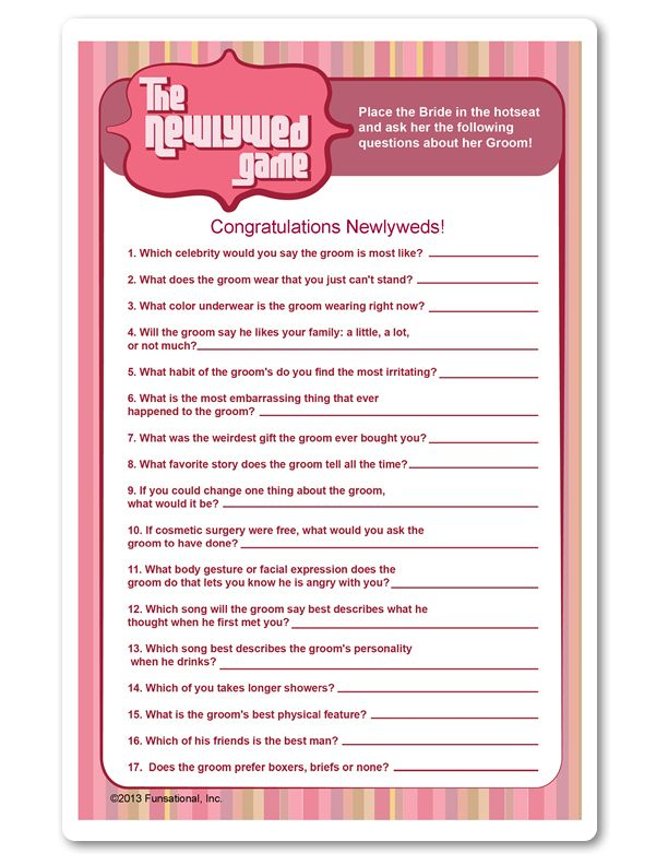 Free Printable Newlywed Game Questions Printable Questions And Answers