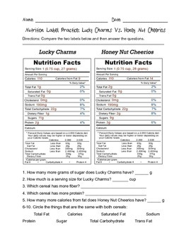 Nutrition Label Practice 2 Cereal By A Sample Of Tech And Teaching 