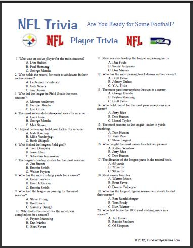 Our NFL Trivia Game Covers Both NFL Players And NFL Teams