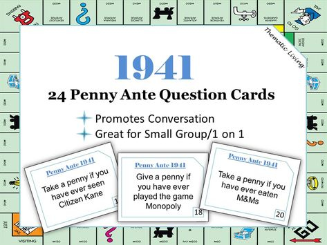 Penny Ante Questions 1941 This Or That Questions Penny Question Cards