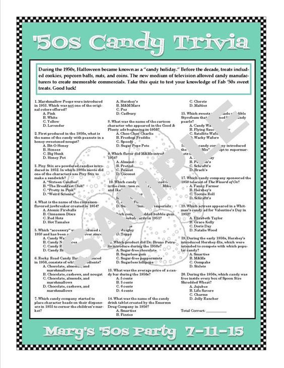 Printable 50’S Music Trivia Questions And Answers