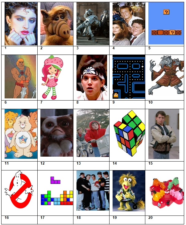 Printable 80s Picture Quiz With Answers Coloring Pages