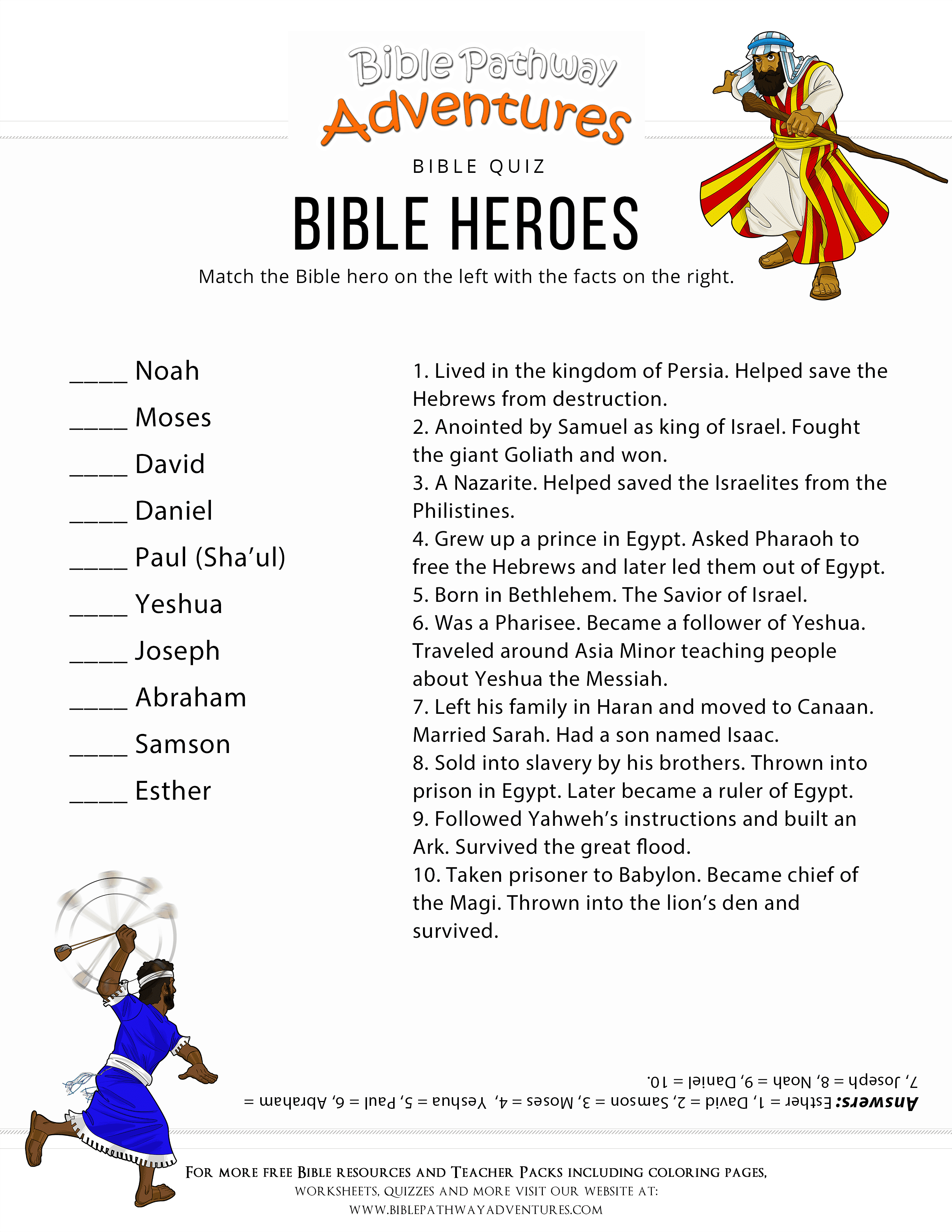 Printable Bible Trivia Questions For Kids