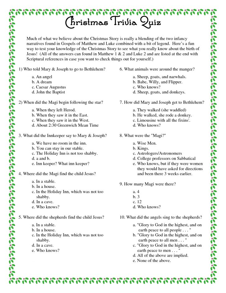 Printable Christmas Trivia Questions And Answers Christmas Party 