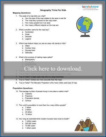 Printable Geography Trivia For Kids LoveToKnow